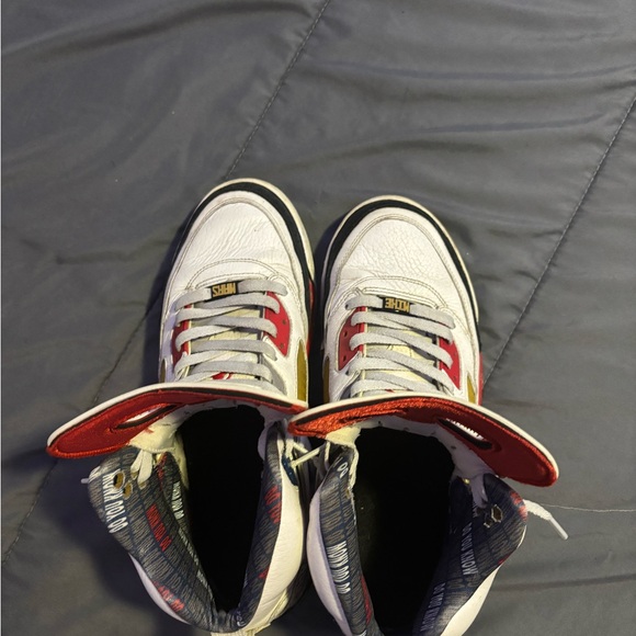 Jordan 5 Spizike Mars White High-Top Sneakers with Red, Gold & Black Accents - Picture 3 of 5